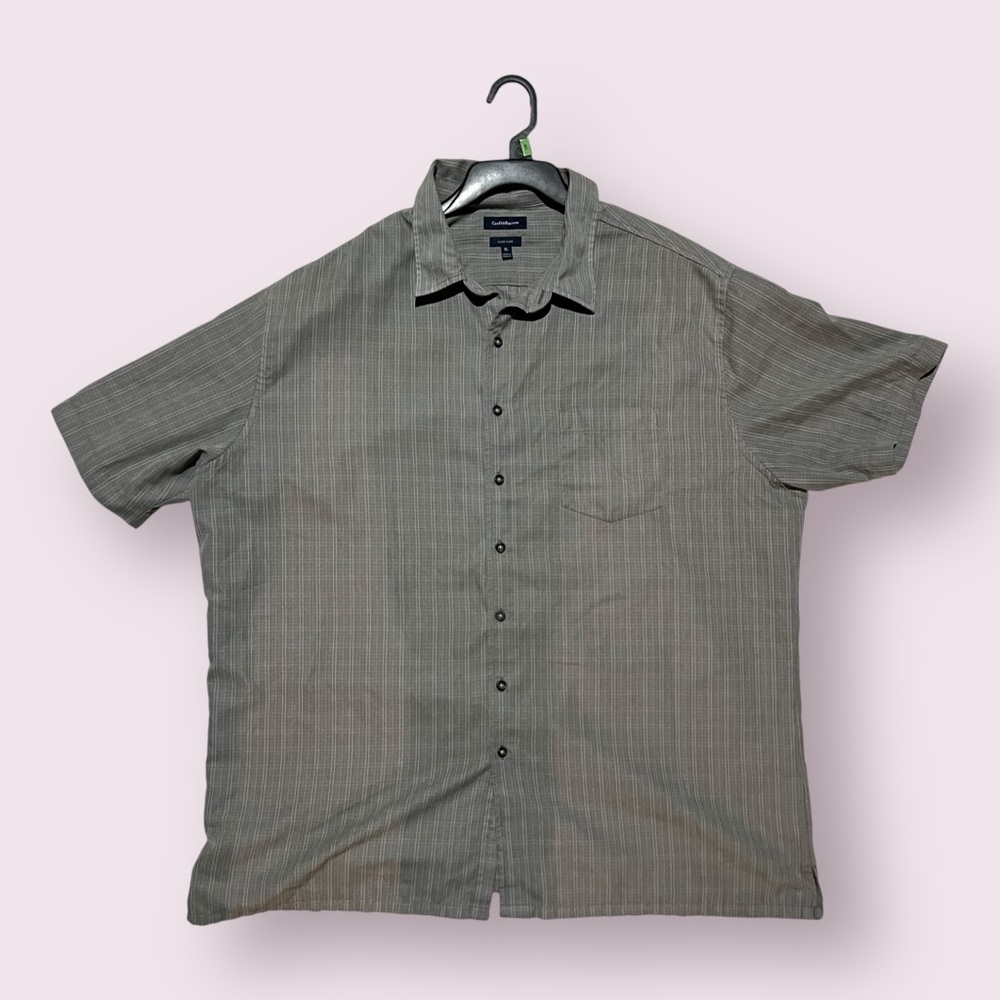 Croft and Barrow Men’s Short Sleeve Button Dress Shirt Easy Care XL Grey